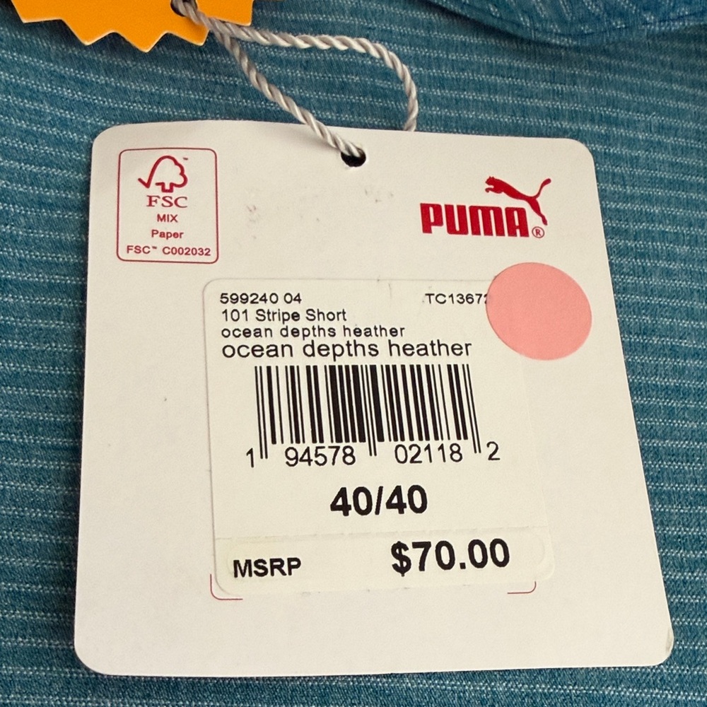 Puma Men's Teal Flat-Front Performance Shorts Waist Size 40 - Picture 9 of 9